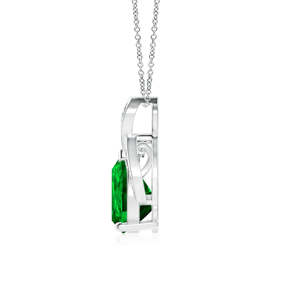 10x8mm AAAA Solitaire Pear-Shaped Emerald Flame Pendant in P950 Platinum side 199