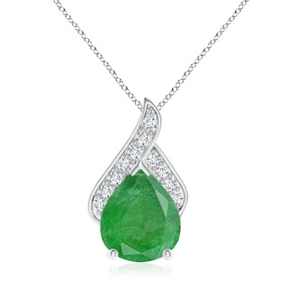 12x10mm A Solitaire Pear-Shaped Emerald Flame Pendant in P950 Platinum