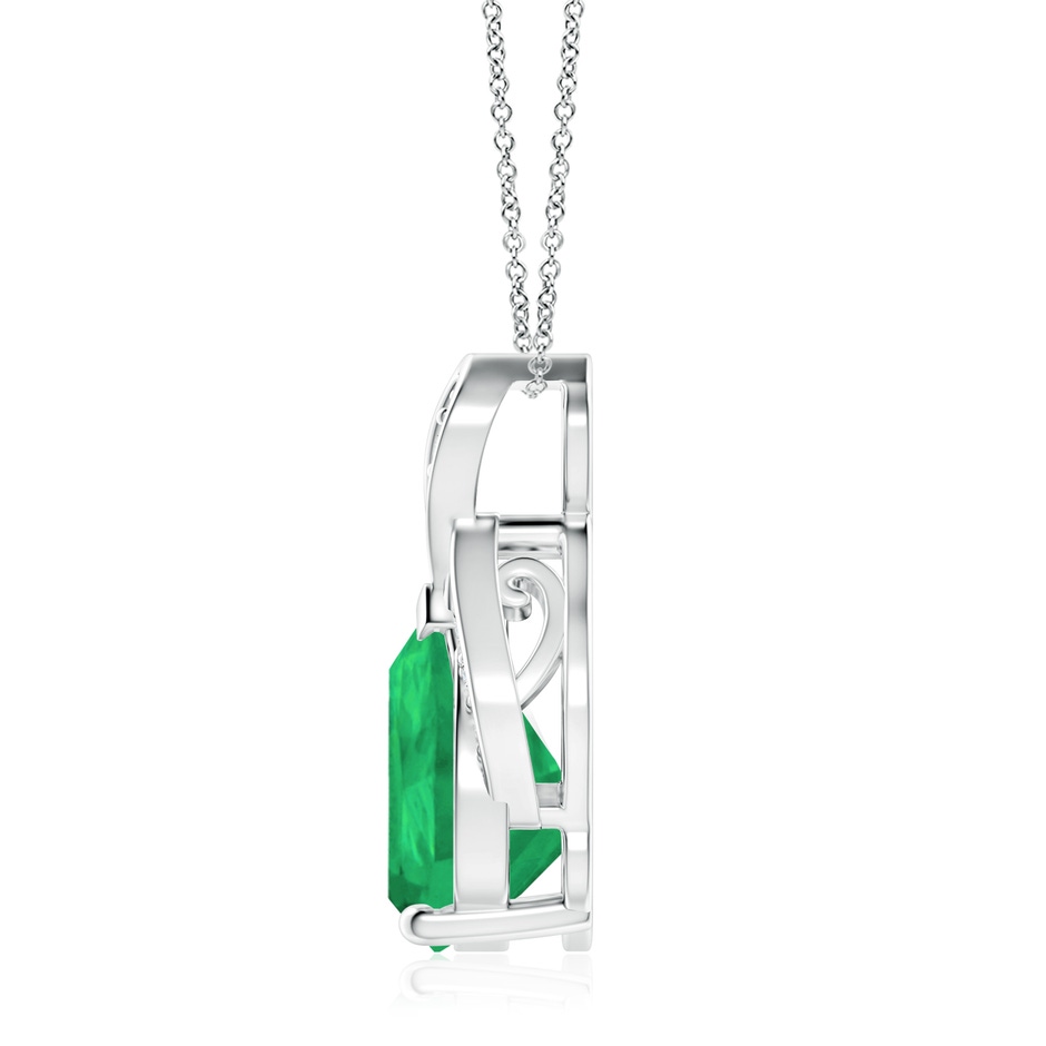 12x10mm A Solitaire Pear-Shaped Emerald Flame Pendant in P950 Platinum side 199