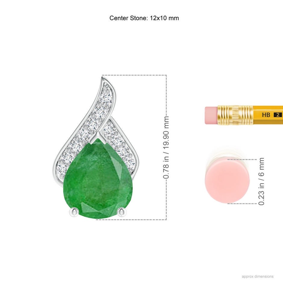 12x10mm A Solitaire Pear-Shaped Emerald Flame Pendant in P950 Platinum ruler