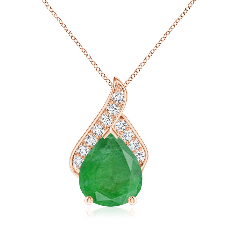 12x10mm A Solitaire Pear-Shaped Emerald Flame Pendant in Rose Gold 