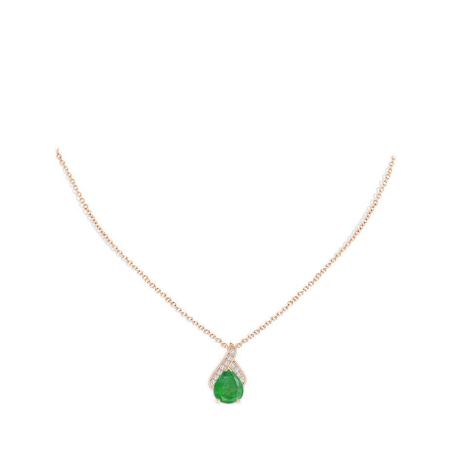 12x10mm A Solitaire Pear-Shaped Emerald Flame Pendant in Rose Gold pen