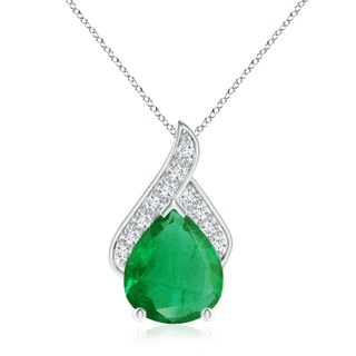 12x10mm AA Solitaire Pear-Shaped Emerald Flame Pendant in P950 Platinum