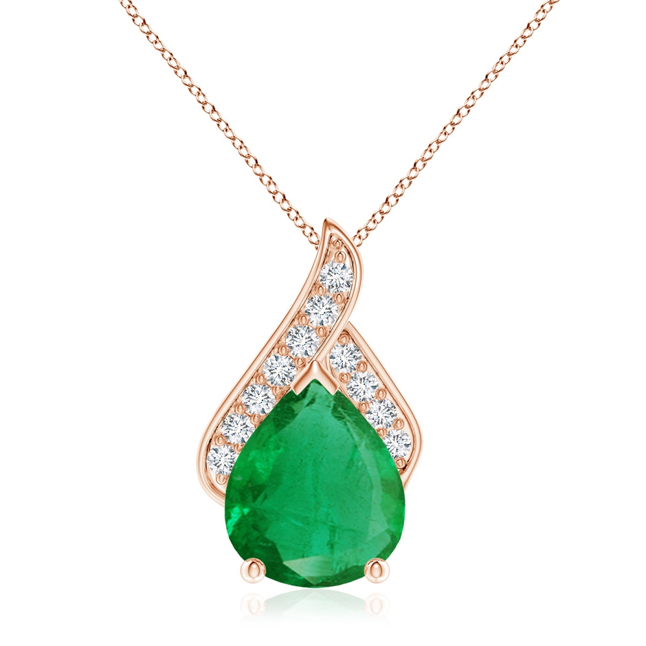 12x10mm AA Solitaire Pear-Shaped Emerald Flame Pendant in Rose Gold 