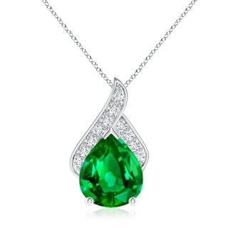 12x10mm AAAA Solitaire Pear-Shaped Emerald Flame Pendant in P950 Platinum