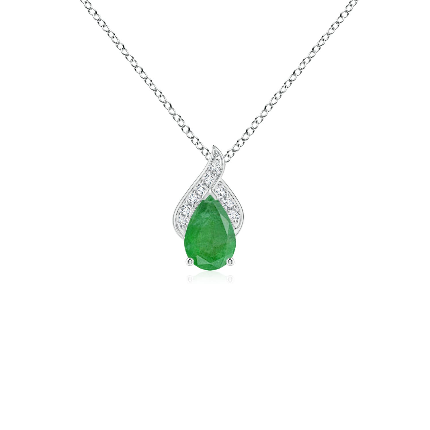 6x4mm A Solitaire Pear-Shaped Emerald Flame Pendant in P950 Platinum