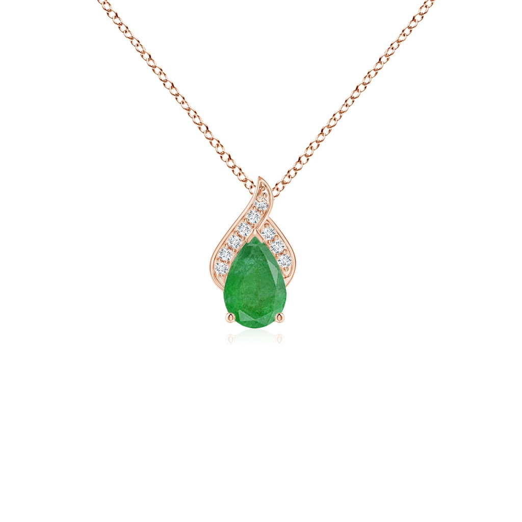 6x4mm A Solitaire Pear-Shaped Emerald Flame Pendant in Rose Gold