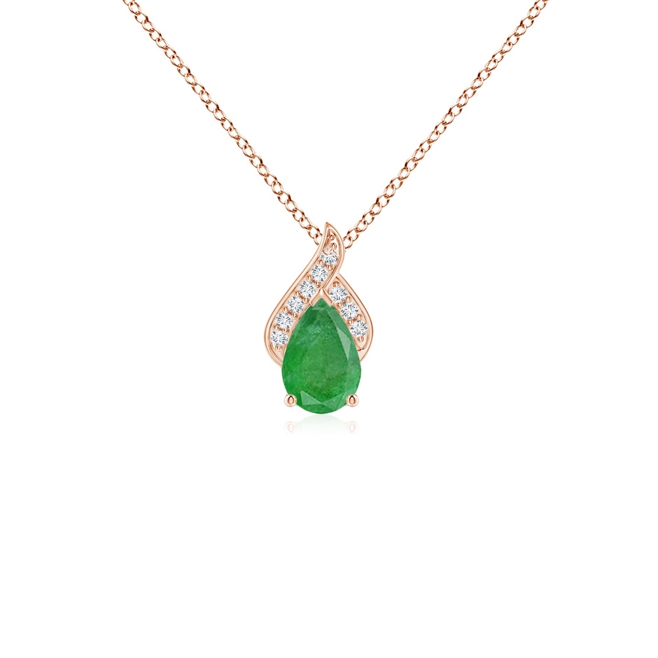 6x4mm A Solitaire Pear-Shaped Emerald Flame Pendant in Rose Gold 