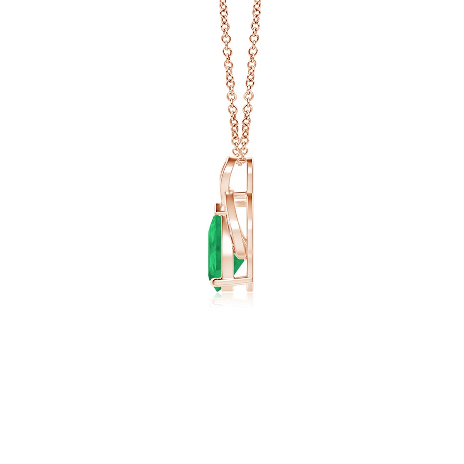 6x4mm A Solitaire Pear-Shaped Emerald Flame Pendant in Rose Gold side 199