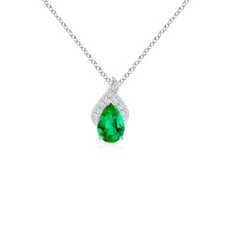 6x4mm AAA Solitaire Pear-Shaped Emerald Flame Pendant in White Gold