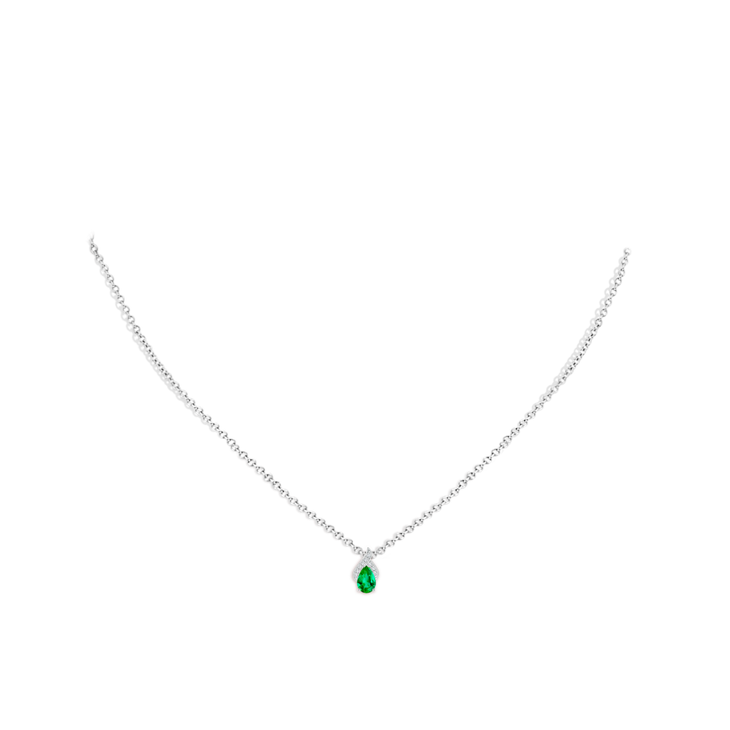 6x4mm AAA Solitaire Pear-Shaped Emerald Flame Pendant in White Gold pen