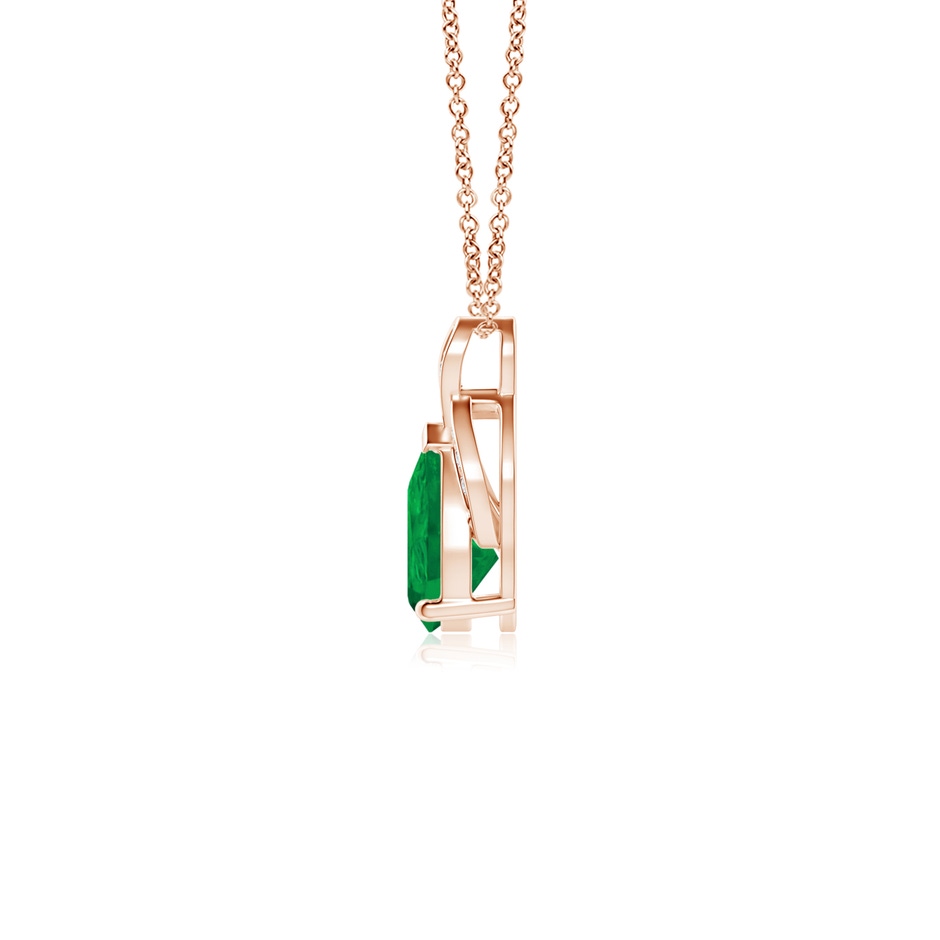 7x5mm AA Solitaire Pear-Shaped Emerald Flame Pendant in Rose Gold side 199