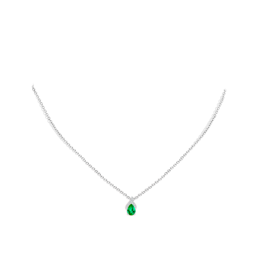 7x5mm AAA Solitaire Pear-Shaped Emerald Flame Pendant in White Gold pen