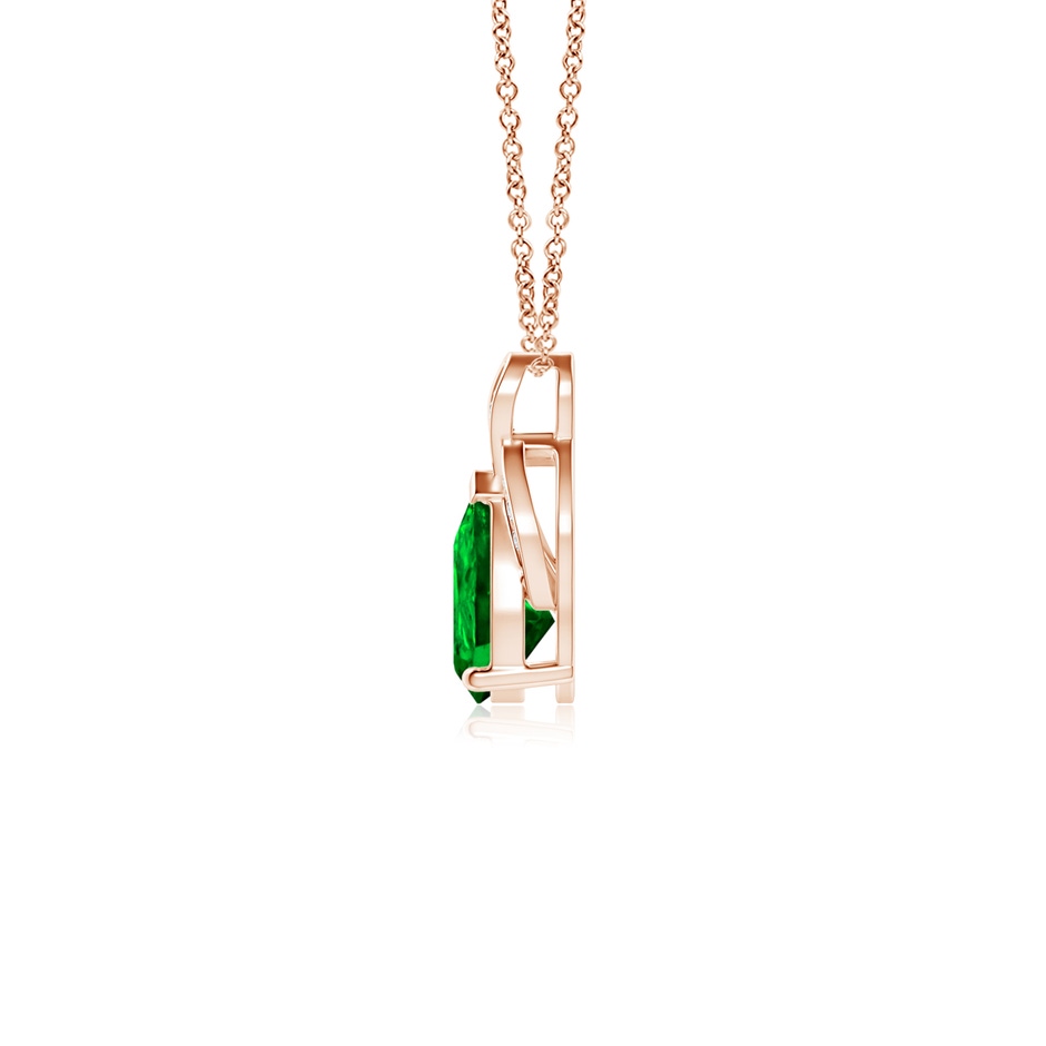 7x5mm AAAA Solitaire Pear-Shaped Emerald Flame Pendant in Rose Gold side 199
