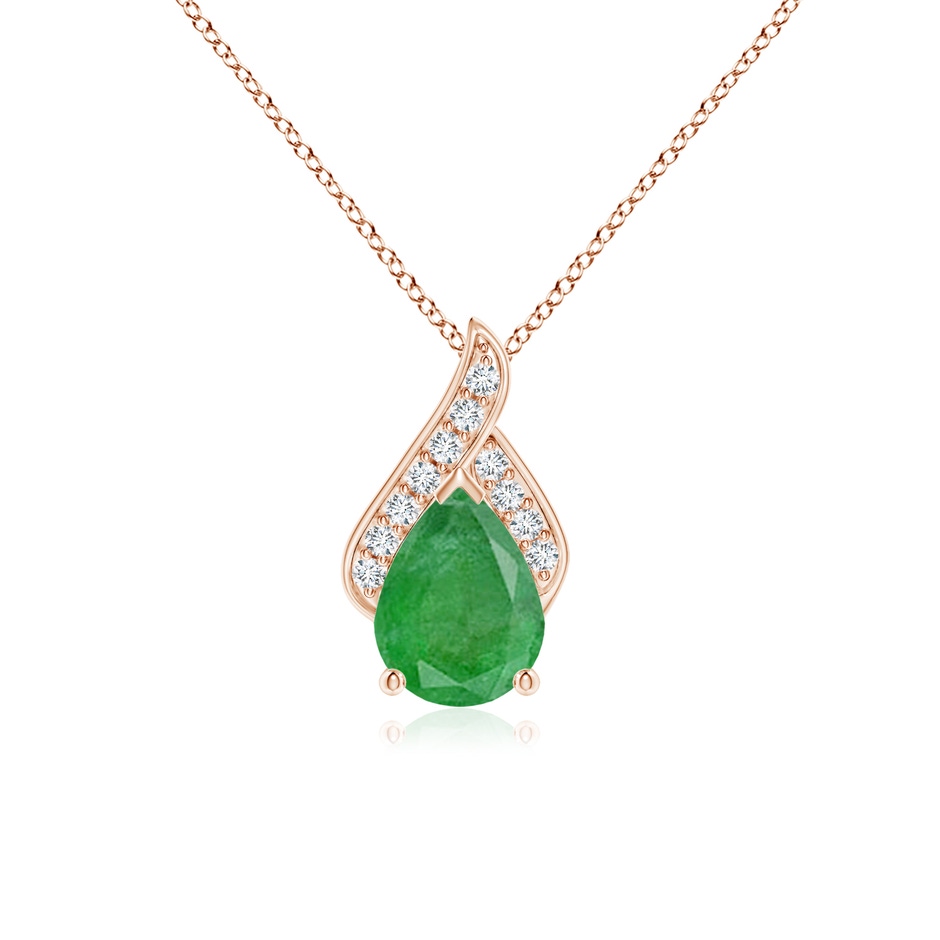 8x6mm A Solitaire Pear-Shaped Emerald Flame Pendant in Rose Gold 
