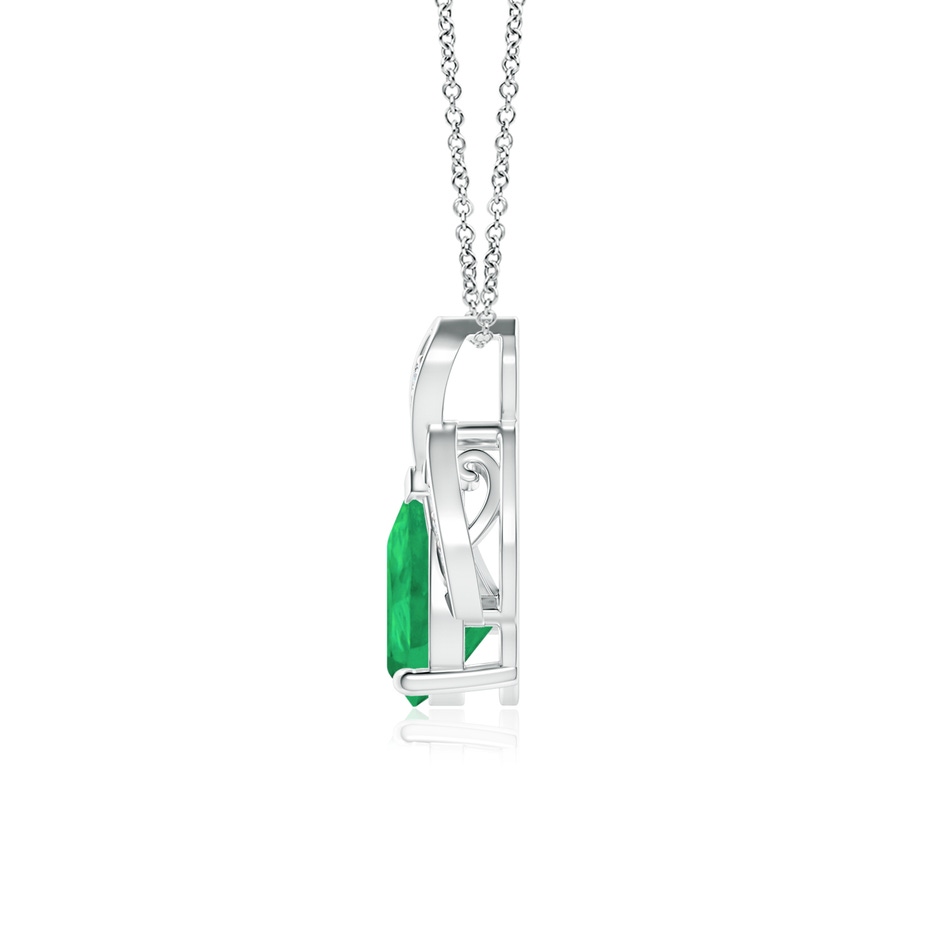 8x6mm A Solitaire Pear-Shaped Emerald Flame Pendant in White Gold side 199