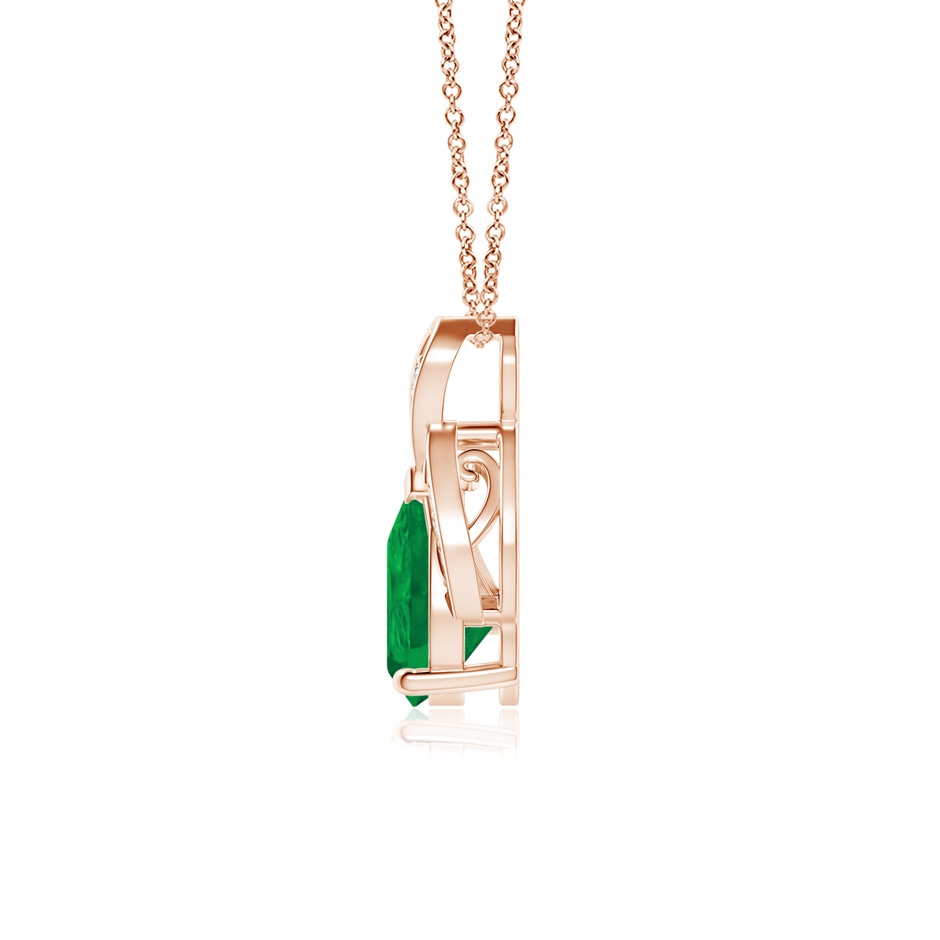 8x6mm AA Solitaire Pear-Shaped Emerald Flame Pendant in Rose Gold side 199