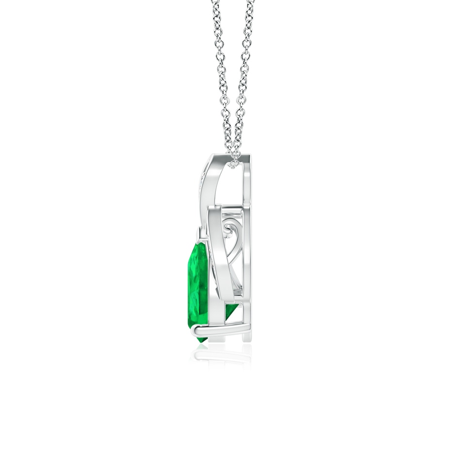 8x6mm AAA Solitaire Pear-Shaped Emerald Flame Pendant in P950 Platinum side 199