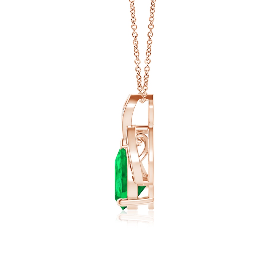 8x6mm AAA Solitaire Pear-Shaped Emerald Flame Pendant in Rose Gold side 199
