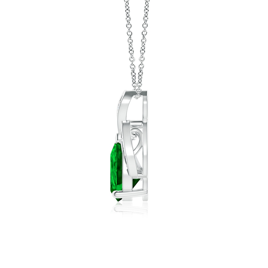 8x6mm AAAA Solitaire Pear-Shaped Emerald Flame Pendant in White Gold side 199