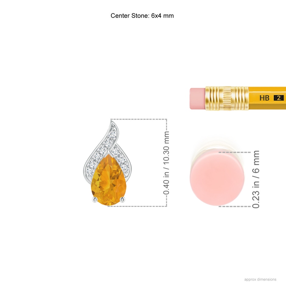6x4mm A Solitaire Pear-Shaped Fire Opal Flame Pendant in P950 Platinum ruler
