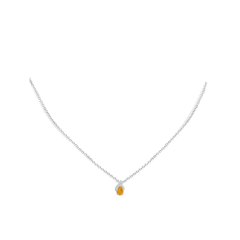 6x4mm A Solitaire Pear-Shaped Fire Opal Flame Pendant in P950 Platinum body-neck