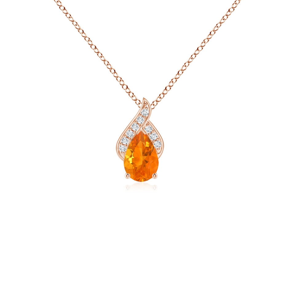 6x4mm AA Solitaire Pear-Shaped Fire Opal Flame Pendant in Rose Gold 
