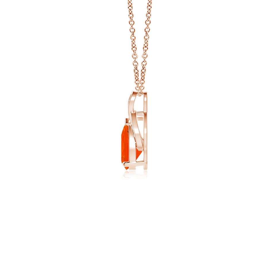 6x4mm AAA Solitaire Pear-Shaped Fire Opal Flame Pendant in Rose Gold side-1