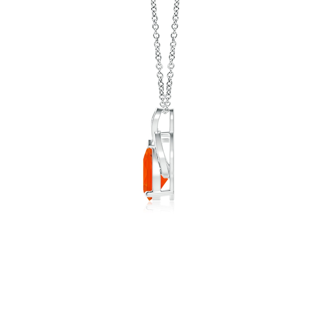 6x4mm AAA Solitaire Pear-Shaped Fire Opal Flame Pendant in White Gold Side-1