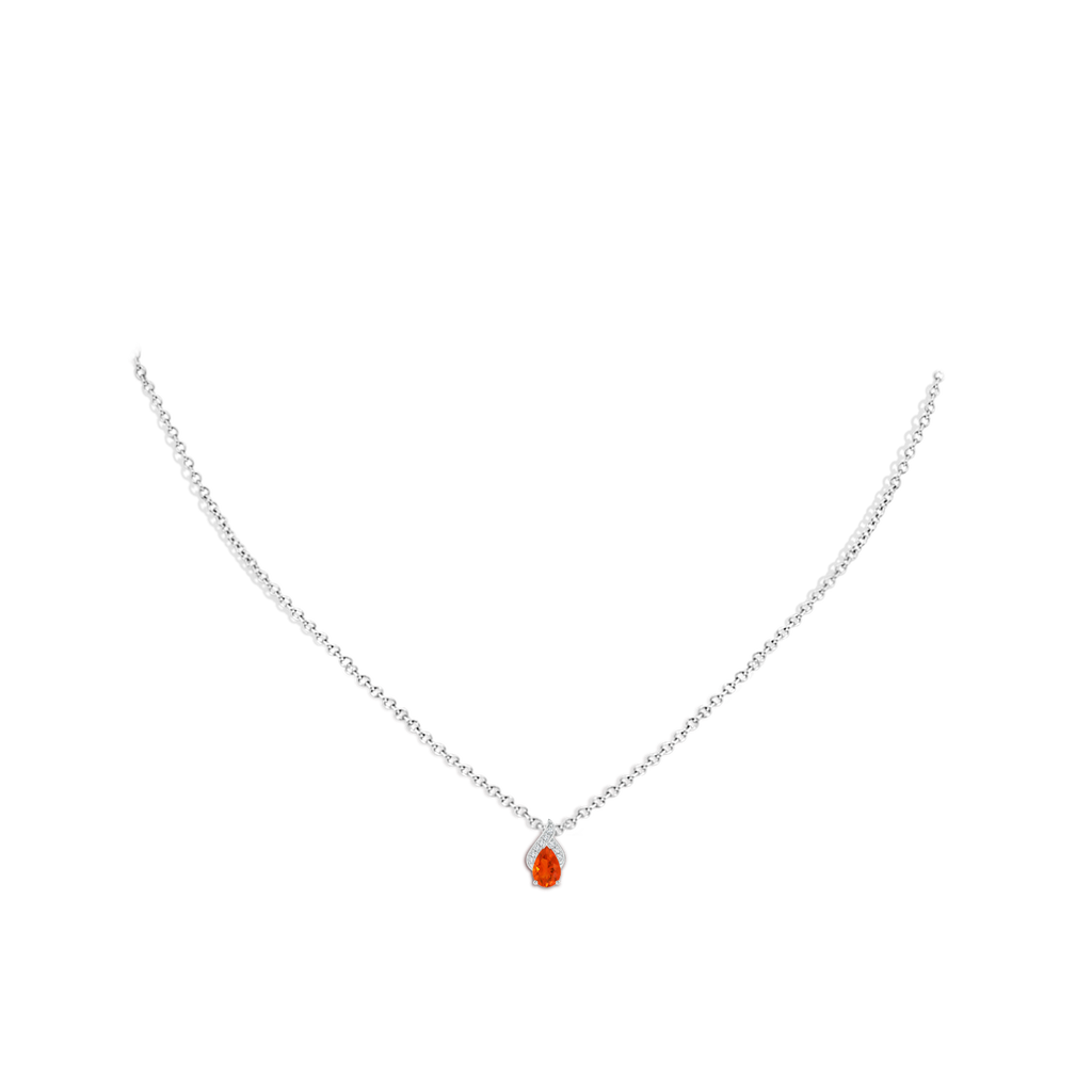 6x4mm AAA Solitaire Pear-Shaped Fire Opal Flame Pendant in White Gold Body-Neck