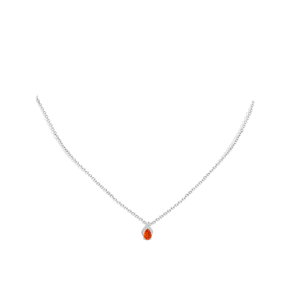 6x4mm AAA Solitaire Pear-Shaped Fire Opal Flame Pendant in White Gold body-neck