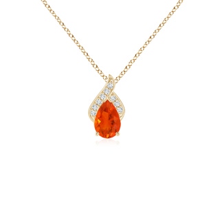 6x4mm AAA Solitaire Pear-Shaped Fire Opal Flame Pendant in Yellow Gold
