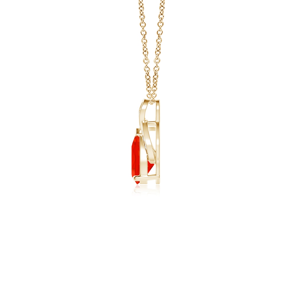 6x4mm AAAA Solitaire Pear-Shaped Fire Opal Flame Pendant in Yellow Gold - side_1