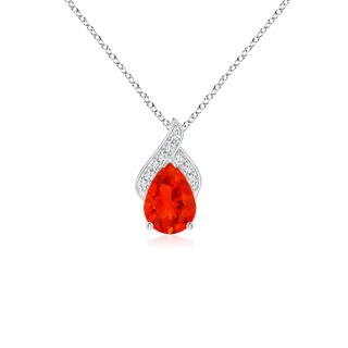 7x5mm AAAA Solitaire Pear-Shaped Fire Opal Flame Pendant in P950 Platinum