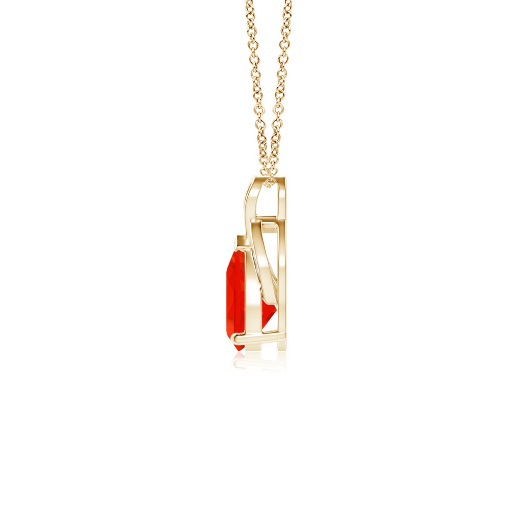 7x5mm AAAA Solitaire Pear-Shaped Fire Opal Flame Pendant in Yellow Gold - side_1