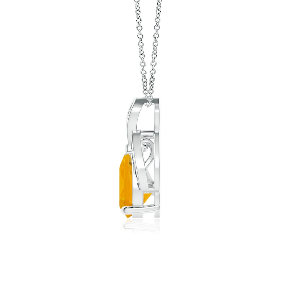 8x6mm A Solitaire Pear-Shaped Fire Opal Flame Pendant in P950 Platinum side-1