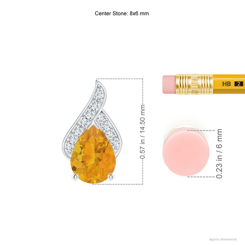 8x6mm A Solitaire Pear-Shaped Fire Opal Flame Pendant in P950 Platinum ruler