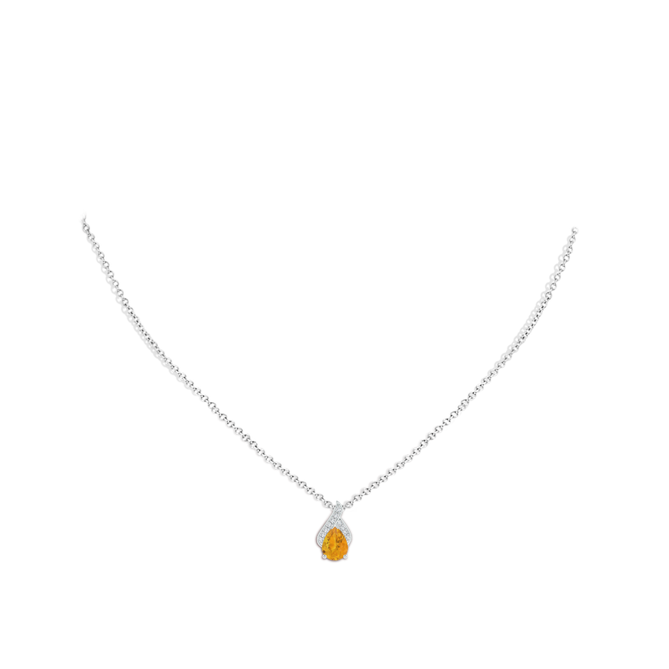 8x6mm A Solitaire Pear-Shaped Fire Opal Flame Pendant in P950 Platinum body-neck