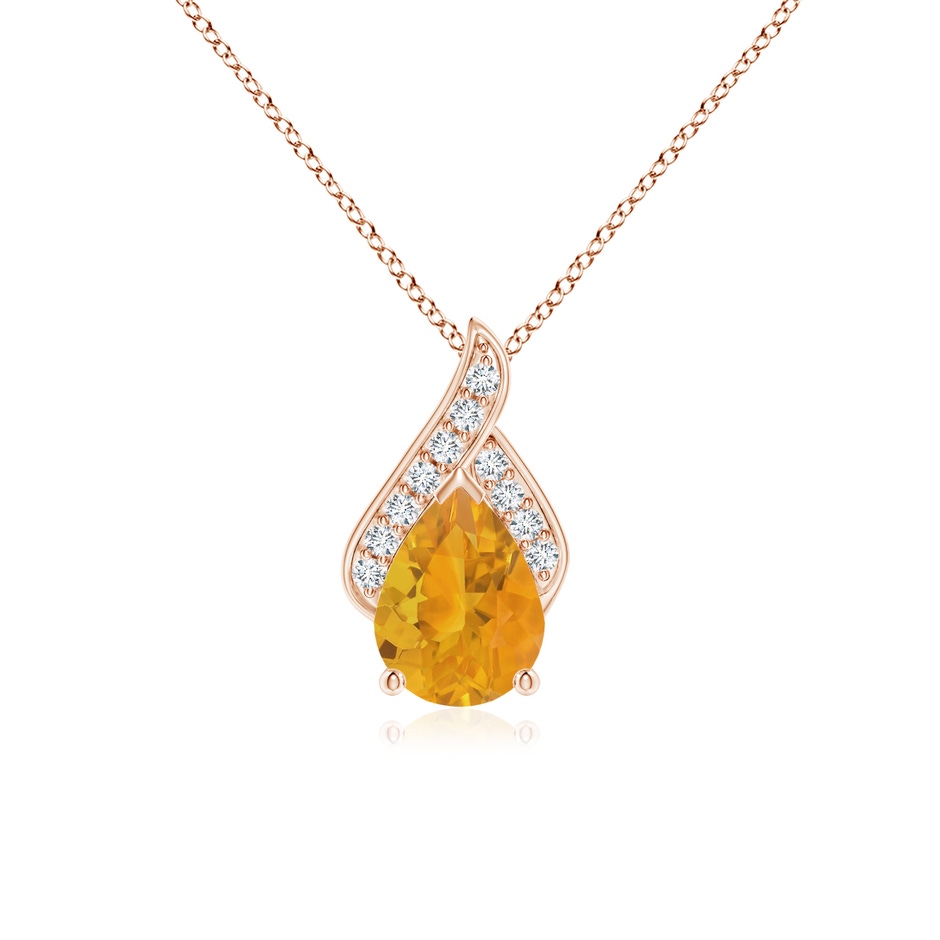 8x6mm A Solitaire Pear-Shaped Fire Opal Flame Pendant in Rose Gold 