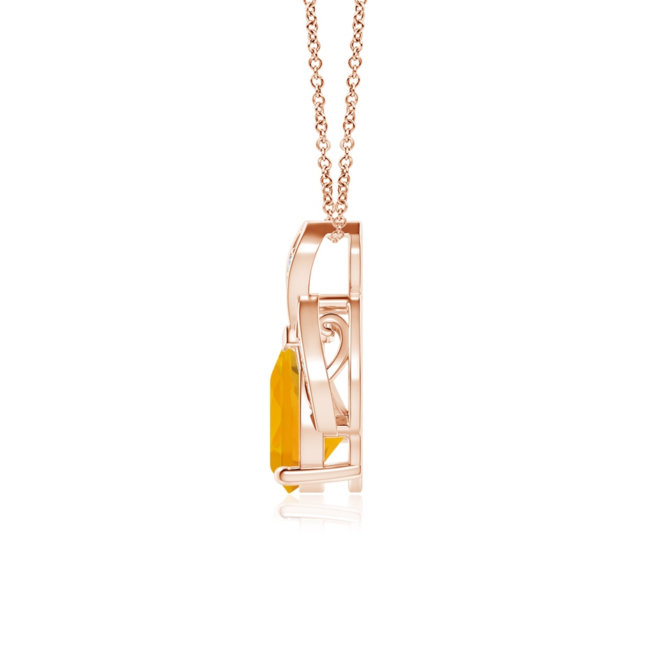 8x6mm A Solitaire Pear-Shaped Fire Opal Flame Pendant in Rose Gold side-1