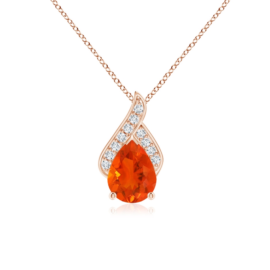 8x6mm AAA Solitaire Pear-Shaped Fire Opal Flame Pendant in Rose Gold 