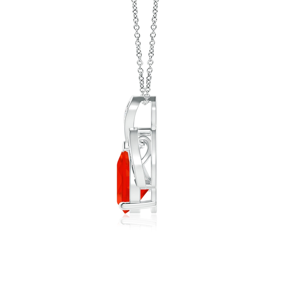 8x6mm AAAA Solitaire Pear-Shaped Fire Opal Flame Pendant in P950 Platinum side-1
