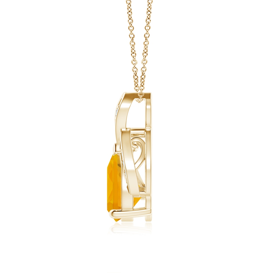 9x7mm A Solitaire Pear-Shaped Fire Opal Flame Pendant in Yellow Gold side-1
