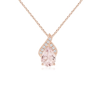 7x5mm A Solitaire Pear-Shaped Morganite Flame Pendant in 9K Rose Gold