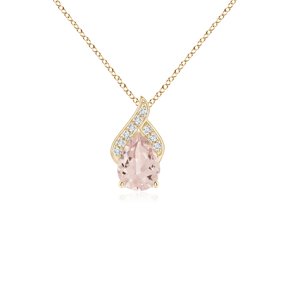 7x5mm AA Solitaire Pear-Shaped Morganite Flame Pendant in Yellow Gold 