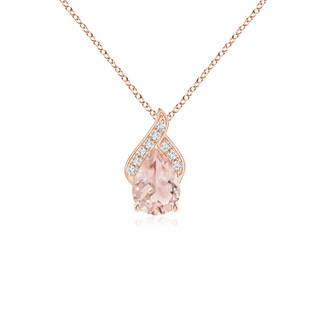 7x5mm AAA Solitaire Pear-Shaped Morganite Flame Pendant in 10K Rose Gold