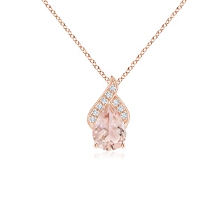 7x5mm AAA Solitaire Pear-Shaped Morganite Flame Pendant in Rose Gold