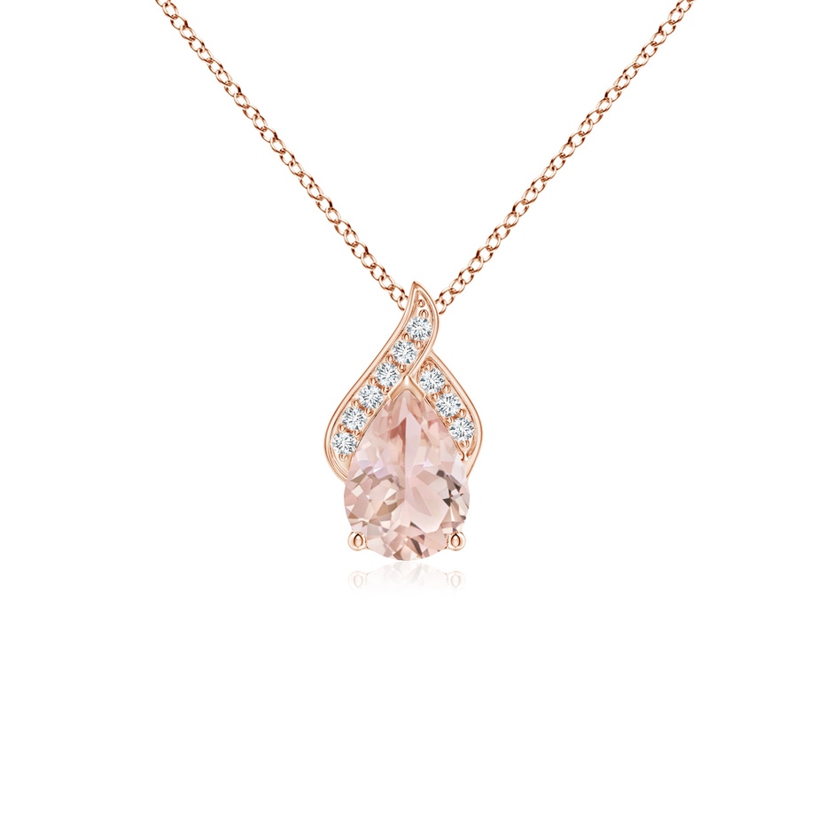 7x5mm AAA Solitaire Pear-Shaped Morganite Flame Pendant in Rose Gold 