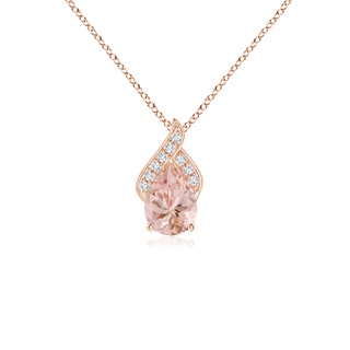 7x5mm AAAA Solitaire Pear-Shaped Morganite Flame Pendant in 9K Rose Gold