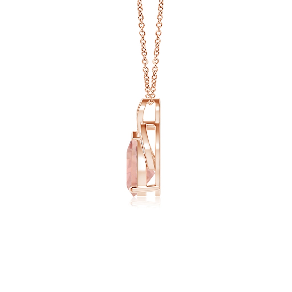 7x5mm AAAA Solitaire Pear-Shaped Morganite Flame Pendant in Rose Gold - side_1